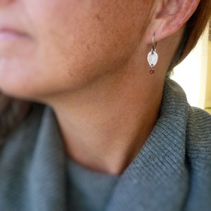 Mehndi Spice Earrings Oxidized fine silver. Spessartite Garnet. Dangle earrings.Handmade image 3