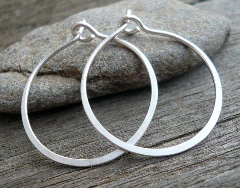 Every Day Hoops Handmade in Brushed Sterling Silver. LIGHT WEIGHT. 5 sizes. image 3