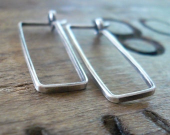 Svelte Hoops Small - Handmade. Hand forged. LIGHT WEIGHT Oxidized Sterling Silver Earrings