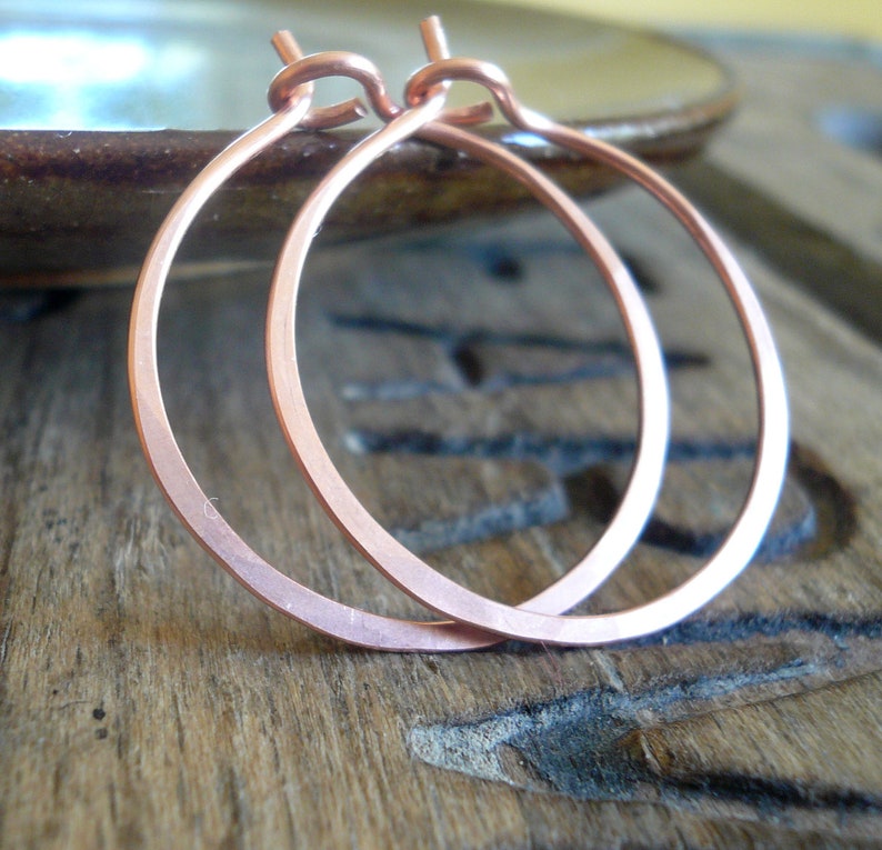 Handmade Copper Every Day Hoops Handforged