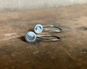 Drops of Moon Earrings- Oxidized fine & sterling silver. Dangle earrings.Handmade