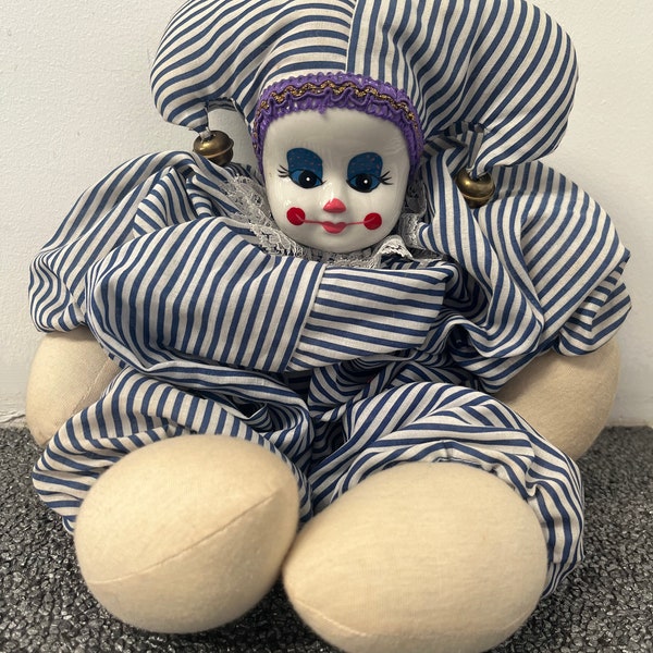 Vintage porcelain clown doll harlequin