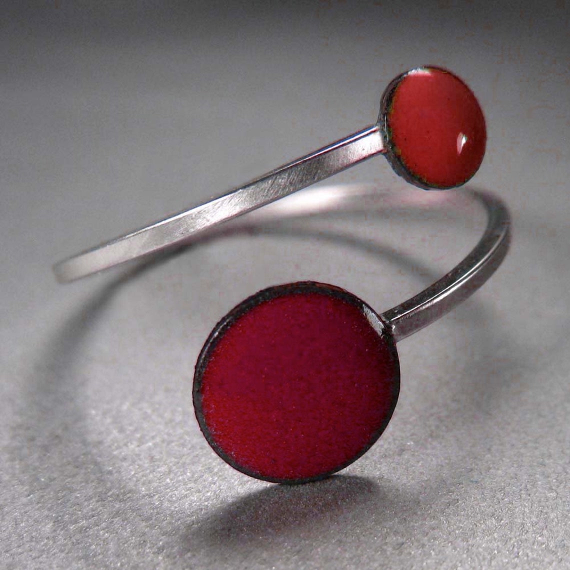 Orbit Enamel Ring Burgundy and Geranium Red Adjustable Size - Etsy