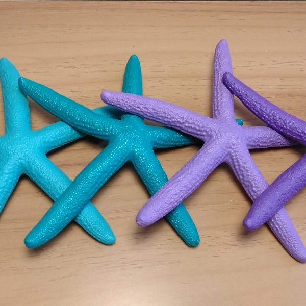 Mermaid Party Decorations, 4 Pc Set of Real Painted Finger Starfish