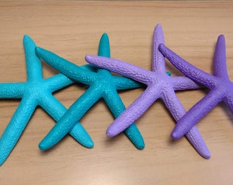 Mermaid Party Decorations, 4 Pc Set of Real Painted Finger Starfish