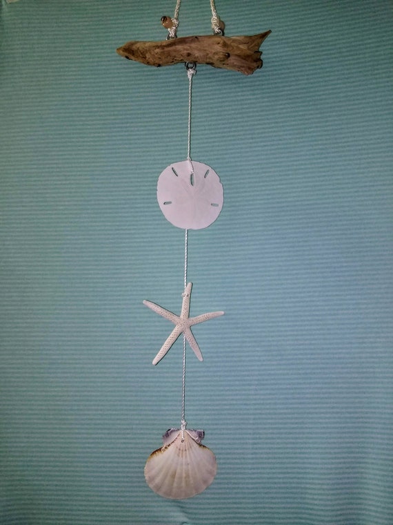 Patio Hanging Driftwood And Shells Porch And Garden Decor Etsy