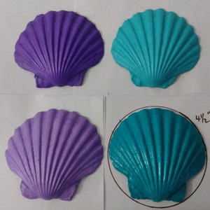 Large Real Scallop Seashells Painted in Mermaid Colors, Set of 4 image 4