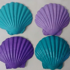 Large Real Scallop Seashells Painted in Mermaid Colors, Set of 4 image 5