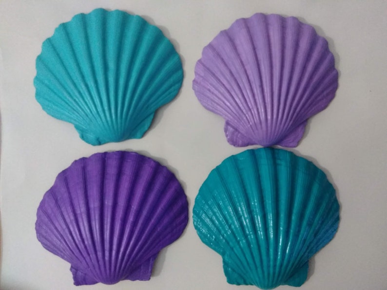 Large Real Scallop Seashells Painted in Mermaid Colors, Set of 4 image 5