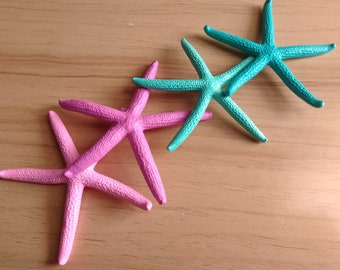 Pink and Green Painted Finger Starfish, 4 Piece Set