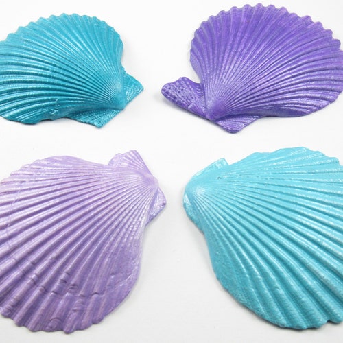 Real Pectin Seashells Painted in Mermaid Colors | Etsy