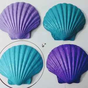 Large Real Scallop Seashells Painted in Mermaid Colors, Set of 4 image 3