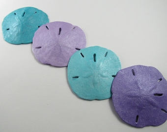 Mermaid Party Decorations, Real Painted Sand Dollars, 4 Pc Set