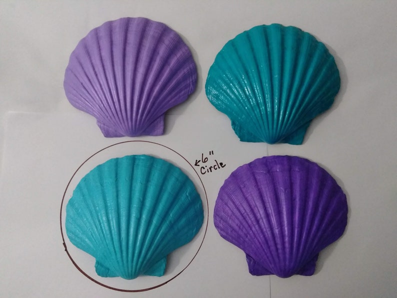 Large Real Scallop Seashells Painted in Mermaid Colors, Set of 4 image 2