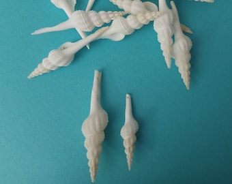 Drilled White Spindle Shells for Making Christmas Ornaments 2" - 3", Sets of 10, 25, 50