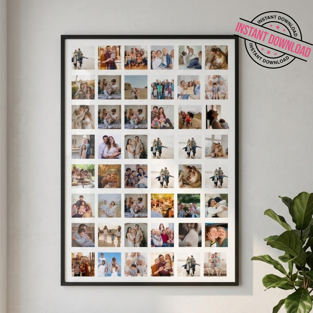 Custom 48 Photo Collage Poster – Vertical Family Photo Layout – Large ...