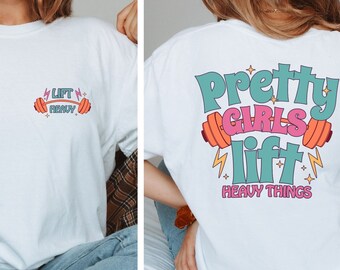 Camiseta de chicas guapas que levantan cosas pesadas, camiseta de mamá musculosa, camiseta con tapa de bomba, regalo de levantamiento de pesas, camiseta de entrenamiento, camiseta con tapa de bomba de gimnasio