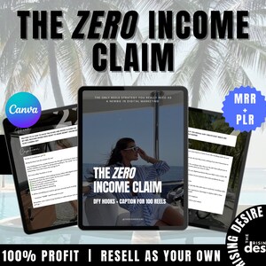 Zero Income Claim Guide MRR & PLR, 100 DFY Hooks and Captions, Instagram Sales, Faceless Digital Marketing for Beginners, Digital Download