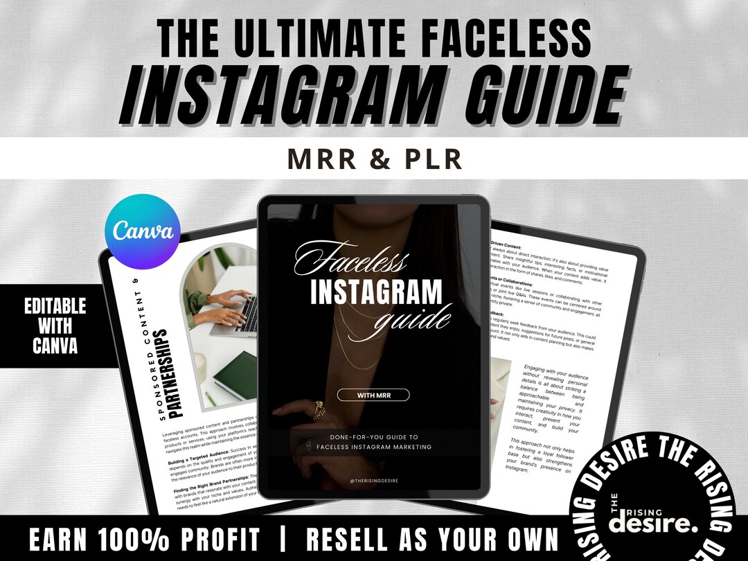Faceless Instagram Guide With Master Resell Rights MRR PLR DFY Digital ...