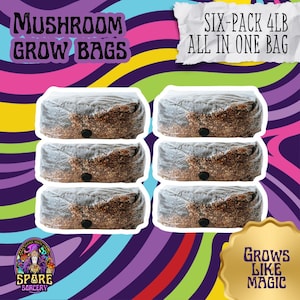 6 Pack | 4LB All-In-One Mushroom Grow Kit | Mushroom Grow Bag | For Dung Loving Mushrooms | Grows Like Magic | Spores Not Included
