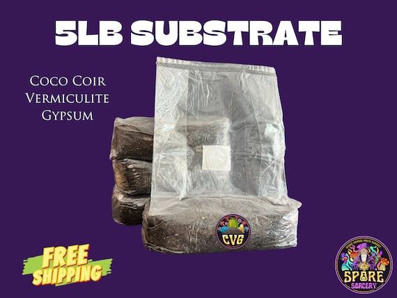 5lb CVG Substrate for Mushrooms | Pasteurized Coco Coir Mushroom Substrate Bag with Vermiculite and Gypsum | Free Shipping!