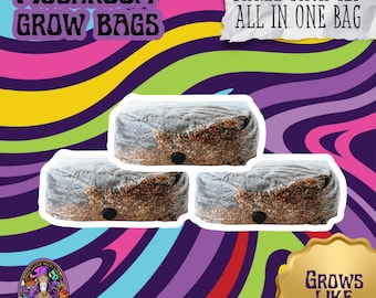 3 Pack | 4LB All-In-One Mushroom Grow Kit | Mushroom Grow Bag | Perfect For Dung Loving Mushrooms | High Yield | Spores Not Included