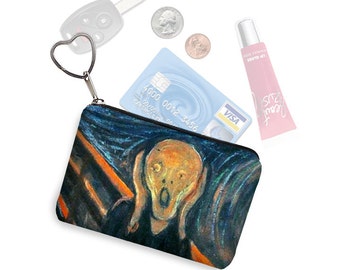 Credit Card Holder Coin Purse Keychain Key Fob Business Card Case The Scream Edvard Munch Unique Art Bag blue orange black steampunk RTS