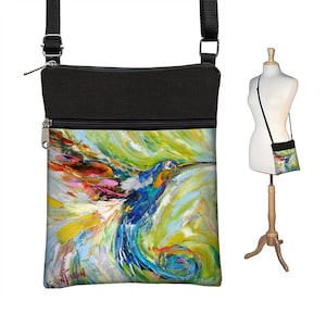 KT Hummingbird Art Bag  Small Crossbody Bags for Women  Hummingbird Fabric Handbags  Cross Body Purse  Shoulder Bag  Hummingbird Gifts RTS