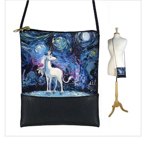 SG Unicorn Small Crossbody Bag  Starry Night Cell phone purse Mini shoulder bag Van Gogh Unicorn Gift Small Blue Cross Body Purse RTS