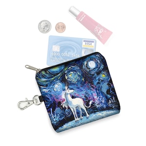 SG Unicórnio Pequena Bolsa com Zíper Porta-Moedas Chaveiro Bonito Unicórnio Presentes Chaveiro Van Gogh Noite Estrelada Tecido Porta-Cartões Azul Preto RTS