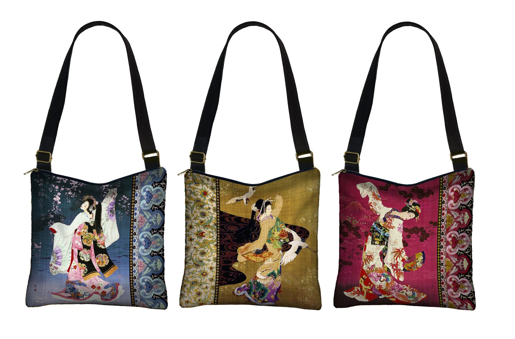 ✨即完売！Bohemians CLOTHE BAG ペイズリー Asian Art Geisha Hobo Bag With Zipper Boho Hippie Crossbody