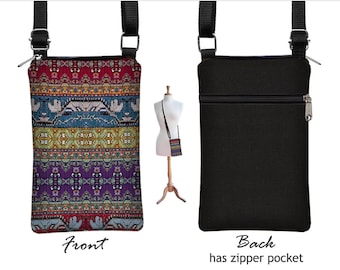 iPhone xr  x  13 pro max Case  iPhone 11 Case  Fabric Cell Phone Purse  Small Crossbody Bag, Kilim Bag, Boho Bag, zipper red blue purple RTS