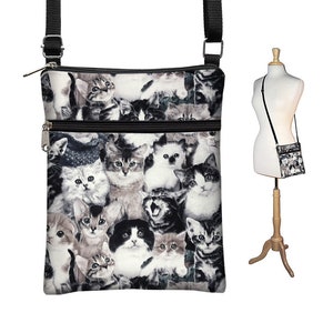 Kitten Cross Body Purse Cat Gifts for Cat Lovers  Kitty Fabric Small Crossbody Bags for Women Travel Bag for eReader and iPad Mini RTS