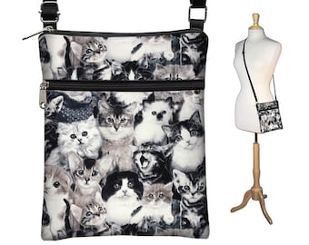 Kitten Cross Body Purse Cat Gifts for Cat Lovers  Kitty Fabric Small Crossbody Bags for Women Travel Bag for eReader and iPad Mini RTS