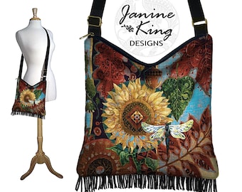 Cadeaux libellule sac hippie en tissu bohème sac à main hobo sacs à main tournesol cadeaux sac à bandoulière gyspy boho à franges, fermeture éclair, poches, fermeture éclair QCK