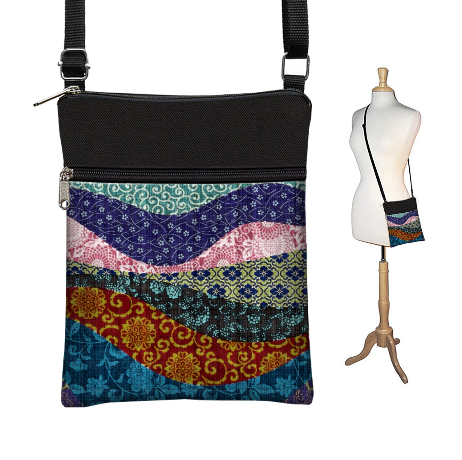 【BAON】Kokoda Quilting Mini Cross Bag Small Crossbody Bags for Women Asian Patchwork Fabric