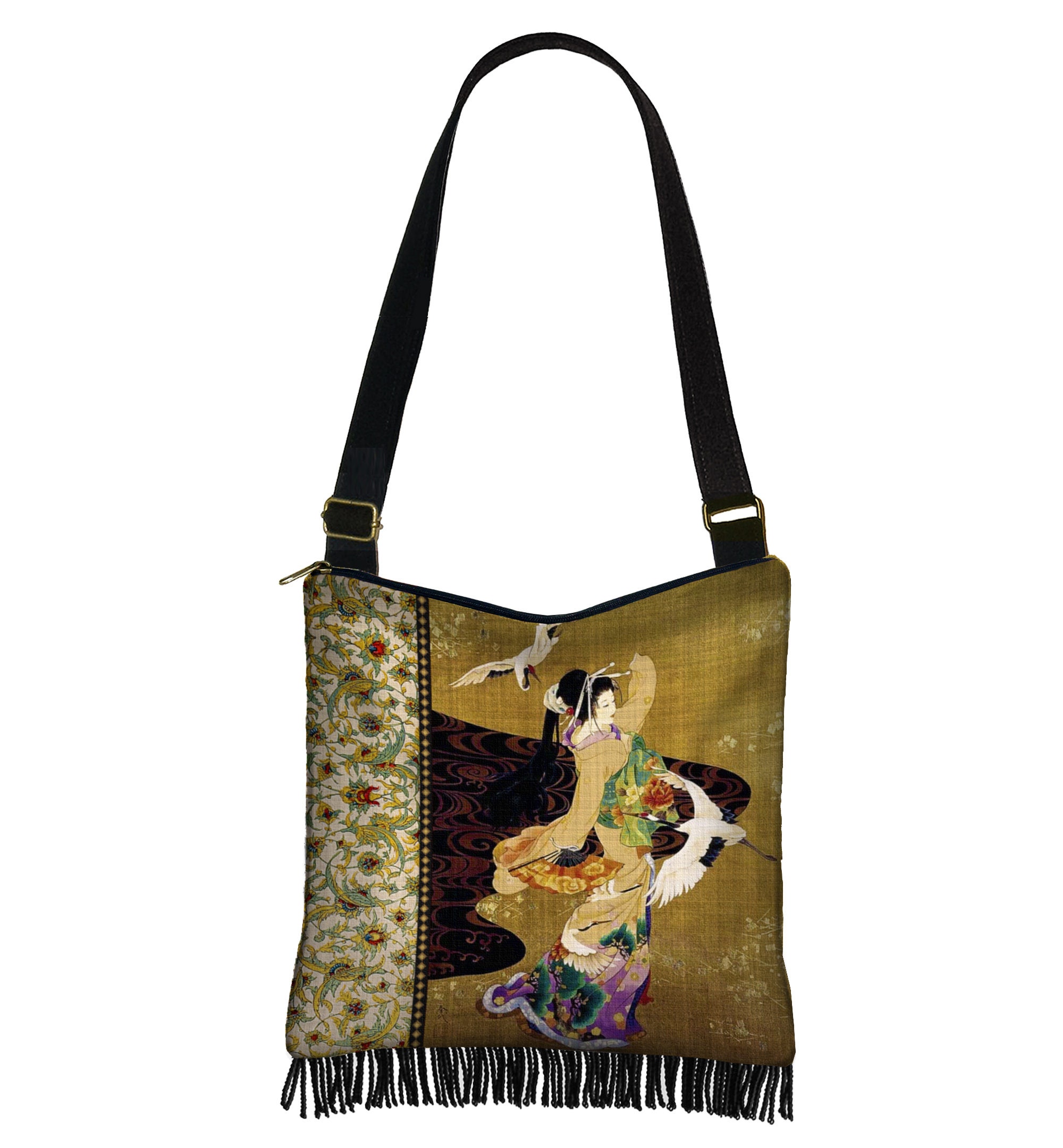 ★TOUT Y EST★ Casually boxy shopper bag 53 ethnic fringe bl ☆TOUT Y EST☆ Casually boxy shopper bag 53 ethnic fringe iv