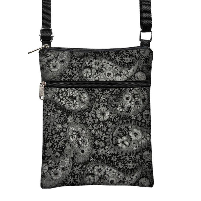 Black Crossbody Bag Fits Ipad Mini & Ereaders Paisley Cross Etsy