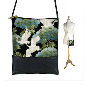 Asian Art Small Cross Body Bag Japanese Floral Fabric