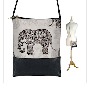 Elefant Kleine Crossbody Geldbörse Cross Body Schultertasche Große Handytasche paisley grau schwarz QCK
