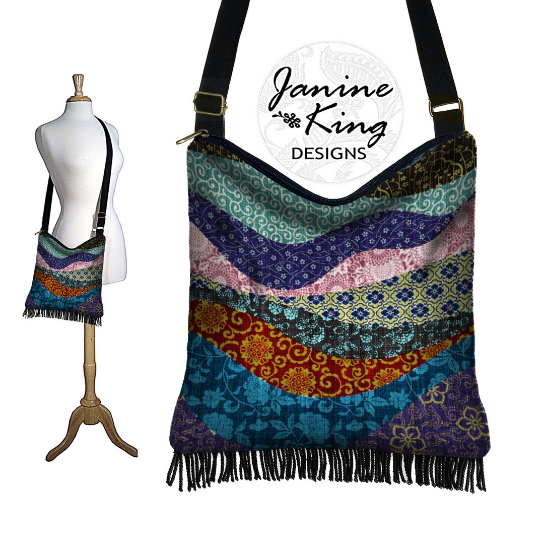 The Collection Royal Graphic Print Cotton Hippie Hobo Bag
