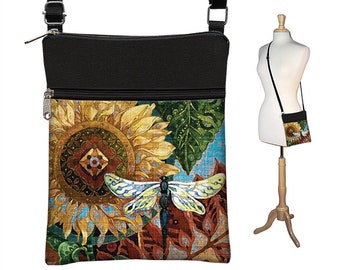 Small Crossbody Bags for Women  Dragonfly Gifts  Fabric Handbags  Sunflower Gift Boho Bag  Cross Body Purse  Fabric Shoulder Bag QCK