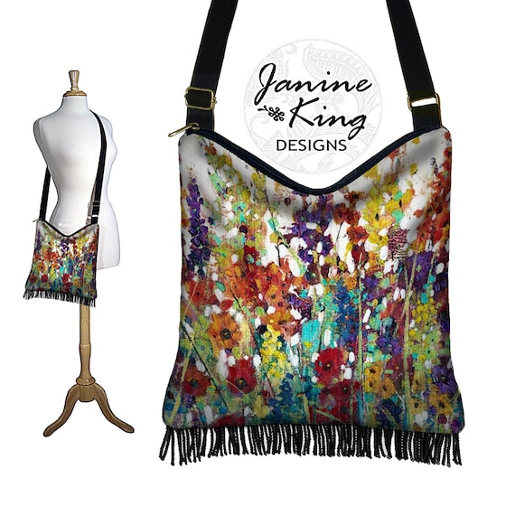 ☆EMIS☆ MINI CORSAGE APPLIQUE HOBO BAGBEIGE m1037_1428619 Abstract Wildflowers Fringe Purse Floral Hippie Bag Boho