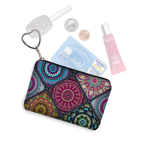 Small Zipper Pouch Coin Purse Keychain Key Fob Boho Business Etsy