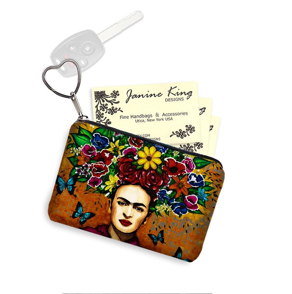 Zipper Coin Purse in Frida Kahlo Print Multicolored Keychain Frida Kahlo Bag Business Card Case Small Zipper Pouch Purse Organizer RTS Etsy
