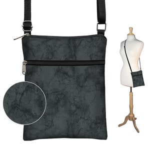 Unisex Crossbody Bag  Minimalist Fabric Travel Bag  Black Cross Body Bag   Shoulder Bag Purse   zipper pocket  charcoal gray RTS