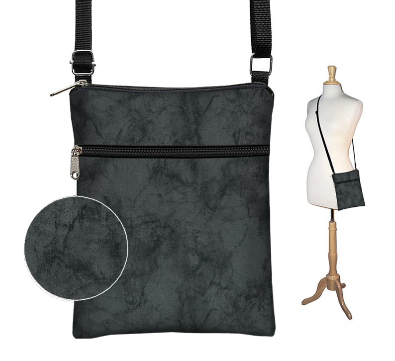 Unisex Crossbody Bag Minimalist Fabric Travel Bag Black Cross Body Bag Shoulder Bag Purse zipper pocket charcoal gray RTS image 1