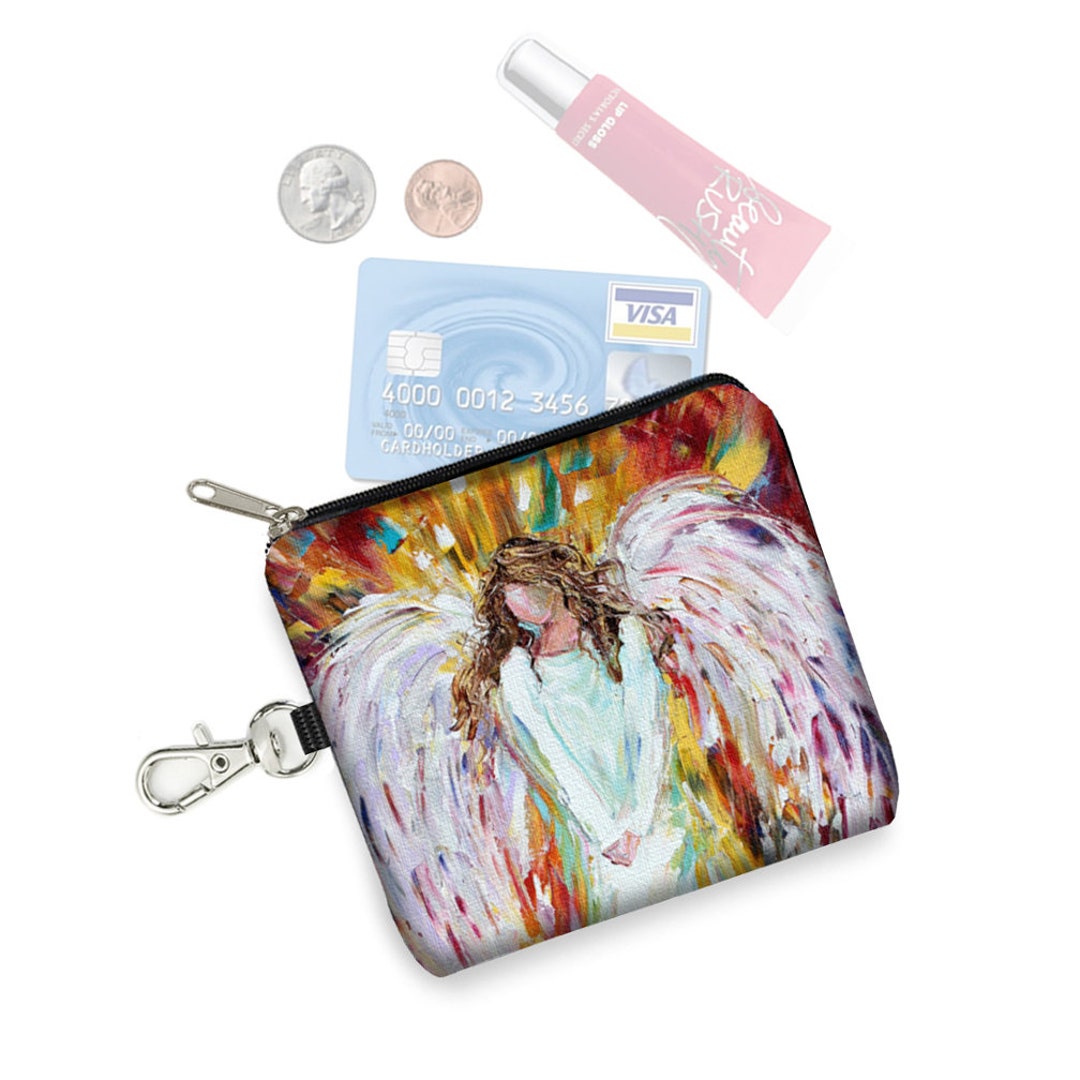 KT Angel Coin Purse Keychain Small Zipper Pouch Angel Gifts Cute Key ...