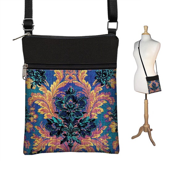 Bolsos Vintage de tela de Damasco, bolsos cruzados pequeños y coloridos  para mujer, bolso bohemio azul, bolso cruzado bohemio, bolso de hombro  negro RTS -  México