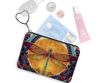 Zipper Coin Purse  Bohemian Dragonfly Gifts Colorful Keychain Boho Bag Business Card Case Small Zipper Pouch Purse organizer RTS